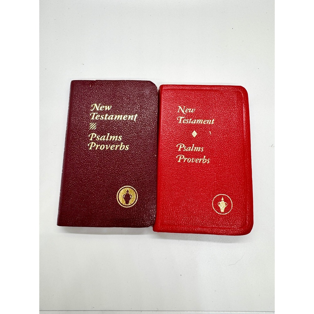 Gideons International Pocket 2 Bibles New Testament Psalms Proverbs Red Burgundy